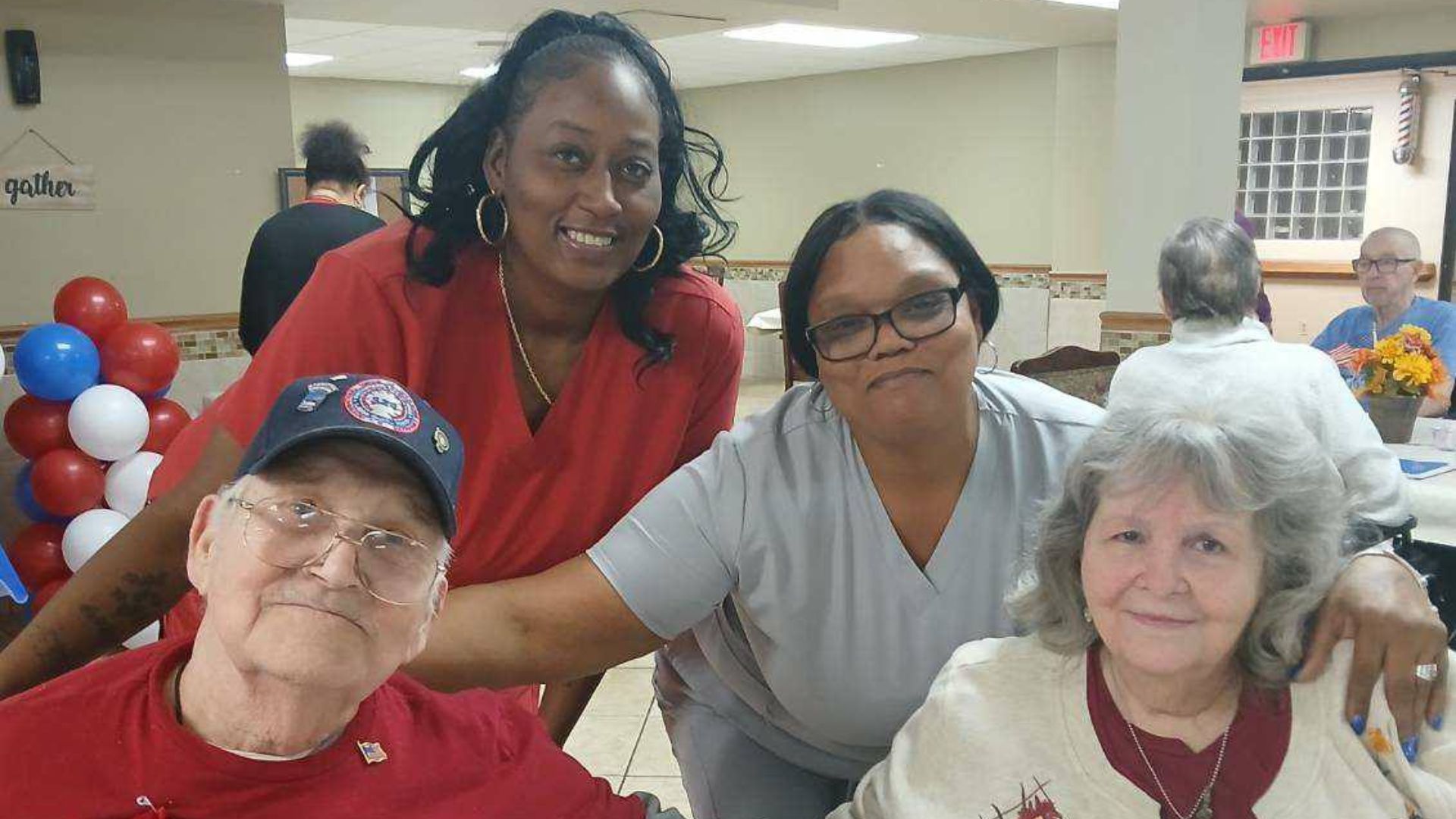 Cedar Woods Staff With Senior Residents During Community Event Belleville MI